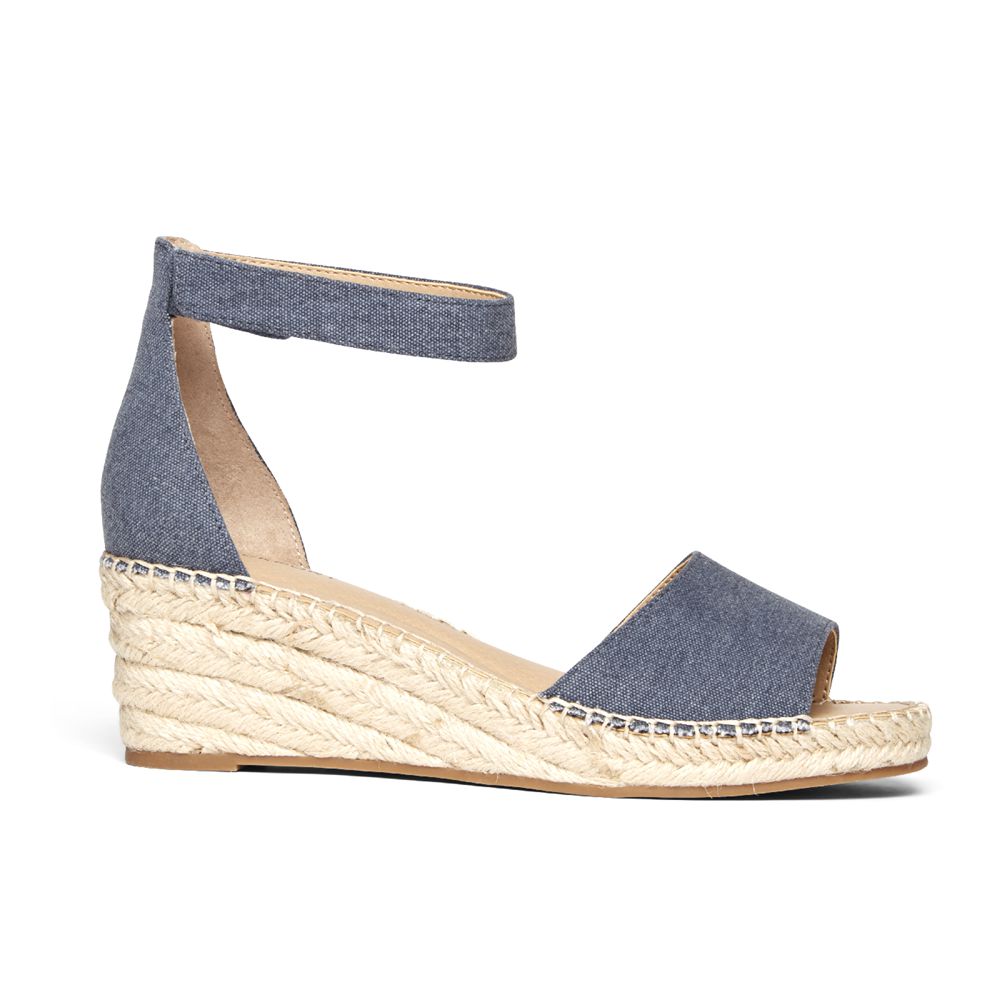 Rockport Canada Marah Woven Ankle Strap - Womens Wedges Sandals Denim (PNV458076)